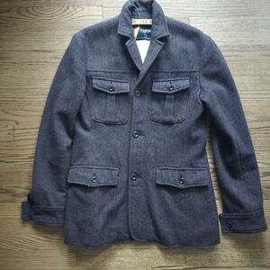 VTG FIELD JACKET Wool Blend 3 Button Medium Pockets Washable Military FINK